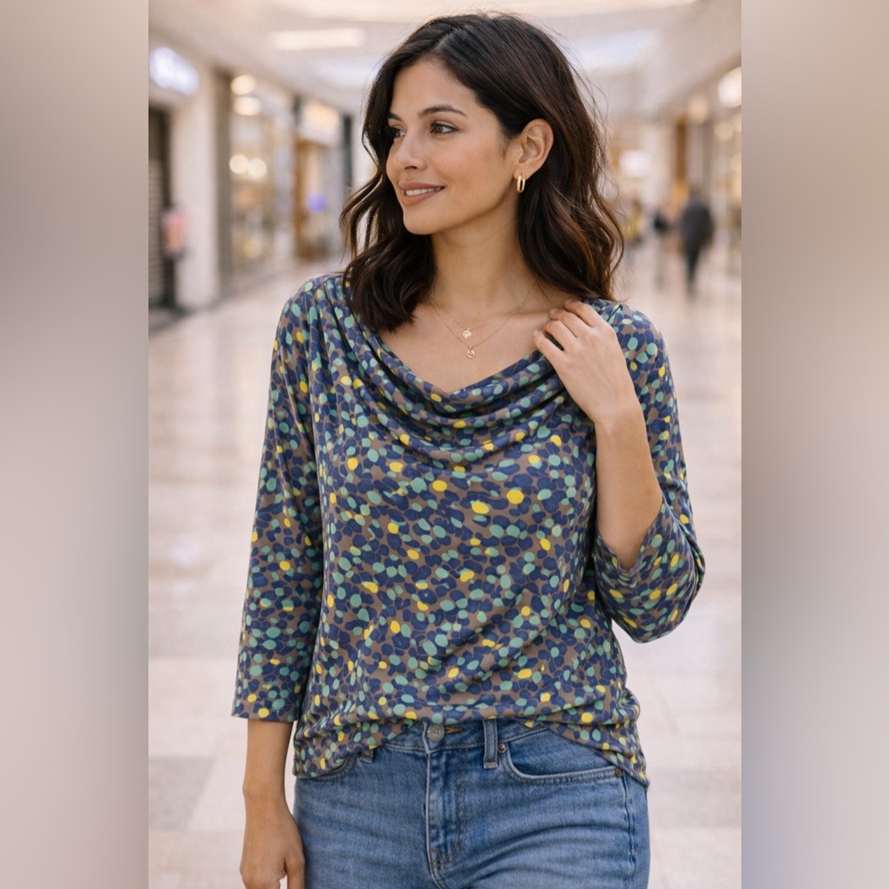 Boden Women’s Multicolor Leaf Print Top Size 8